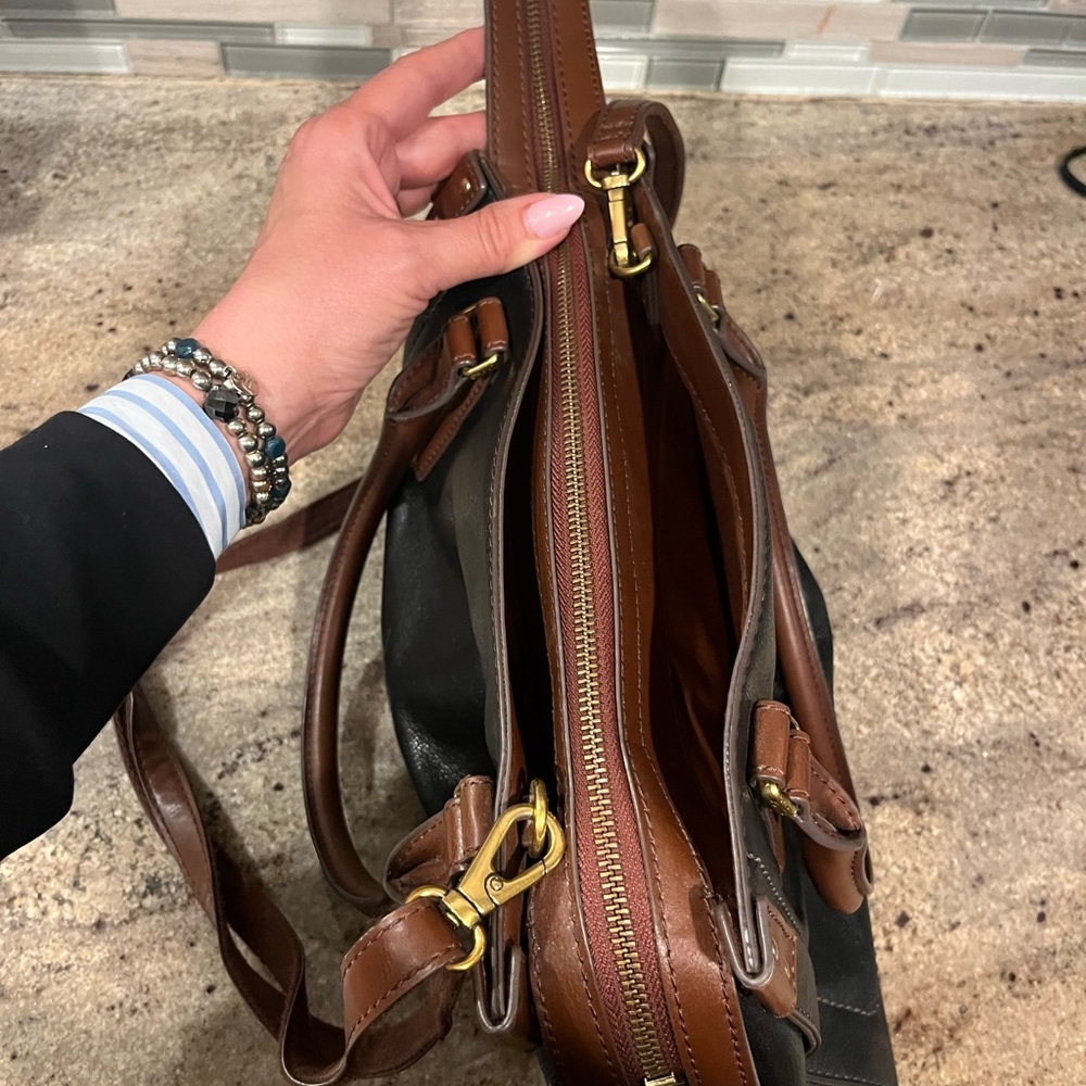 Fossil Black with Brown Leather Crossbody w/ Handles - Picture 5 of 7